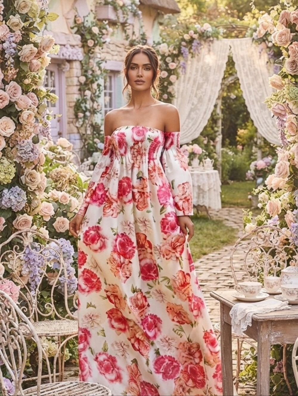 FLORAL ALL OVER PRINT BOHO PREMIUM QUALITY AND BRAND SPECIAL EVENT MAXI